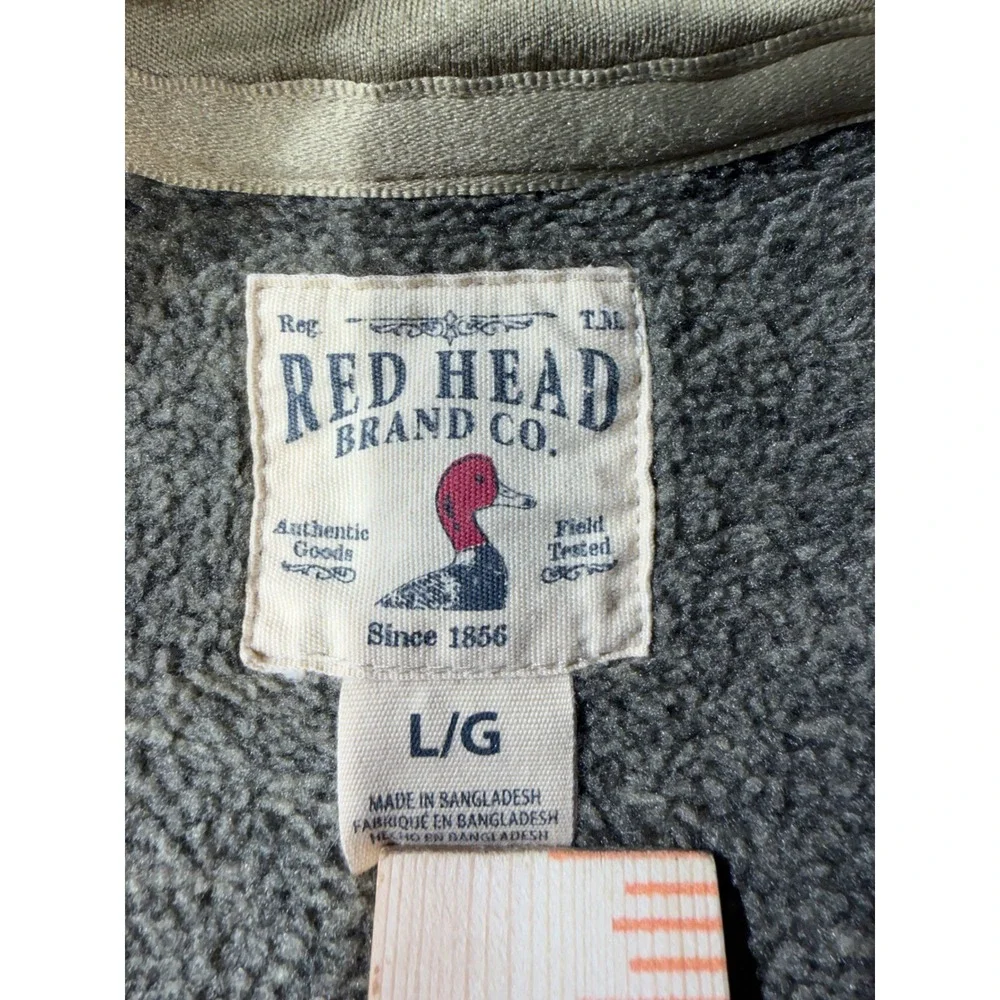RedHead Fleece Vest Mens Large Green Excellent Full Zip Sweater Knit Outdoor